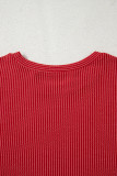 Fiery Red Twist Ribbed MERRY Letter Graphic Plus Size Pullover