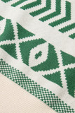Dark Green Abstract Print Pullover Sweater
