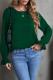 Green Crew Neck Ruffle Bubble Sleeve Top