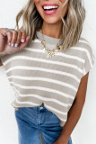 Parchment Side Slits Crewneck Short Sleeve Sweater Tee