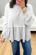 White Solid Color Textured Drop Shoulder Long Sleeve Peplum Top