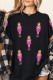 Black Sequin Patched Christmas Nutcracker Casual T Shirt