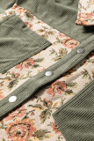 Dearlovers Sage Green Ribbed Retro Floral Patchwork Shirt Style Jacket