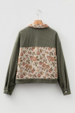 Dearlovers Sage Green Ribbed Retro Floral Patchwork Shirt Style Jacket