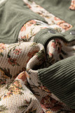 Dearlovers Sage Green Ribbed Retro Floral Patchwork Shirt Style Jacket