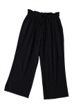 Black Paperbag Waist Straight Leg Cropped Pants