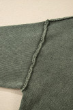 Four Leaf Clover Mineral Wash V Neck Knit Exposed Seam Drop Shoulder Loose Sweater