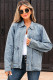 Myosotis Scallop Trim Collar Patched Pocket Button Up Mineral Washed Denim Jacket