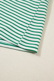Green Stripe Quarter Zip Polo Collar T Shirt Dress with Pockets