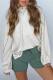 Light Grey Half Zip Stand Neck Seam Detail Long Sleeve Top