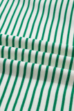 Green Stripe Quarter Zip Polo Collar T Shirt Dress with Pockets