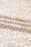 Khaki Plus Size Ruffled Arm Leopard Sweatshirt