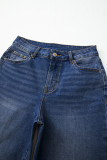 Real Teal Raw Hem Unique Cuffs Straight High Rise Loose Jeans