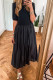 Black Short Sleeve Knit Top Patchwork Pleated Long Dress