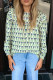 Green Floral Print Lace Detail Ruffle Trim Long Sleeve Blouse