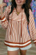 Brown Stripe Babydoll Long Sleeve Blouse