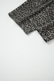 Black Leopard Print High Waist Barrel Jeans