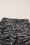 Gray Zebra Stripe Printed Wide Leg Jeans
