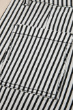 Black Stripe Patch Pocket High Waist Shift Denim Jeans