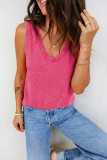 Rose Red Mineral Wash V Neck Tank Top