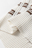 White Contrast Geometric Textured Knit V Neck Cropped Sweater Vest
