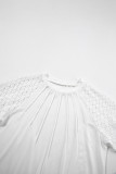 White Seamed Detail Contrast Lace Raglan Sleeve Tee