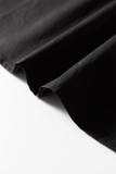 Black Ricrac Trim Color Block Patchwork Shirt Collar Short Sleeve Blouse