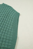 Mist Green Plus Size Solid Color Textured Knit Short Sleeve Sweater