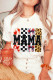 White MAMA Baseball Leopard Checkered Multi Printed Tee