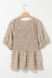 Floral Print Puff Sleeve Smocked Top