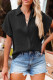 Black Crinkle Cotton Loose Short Sleeve Shirt