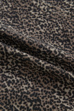 Brown Leopard Print Slim Denim Vest
