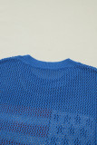 Sky Blue Flag Graphic Short Sleeve Sweater Top