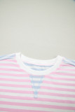 Casual Stripe Oversize Dolman Sleeve Patchwork T Shirt