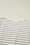 Beige Stripe Drawstring Tunic Tank Mini Dress with Pockets