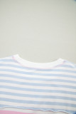 Casual Stripe Oversize Dolman Sleeve Patchwork T Shirt