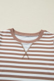 Khaki Stripe Short Bubble Sleeve T Shirt