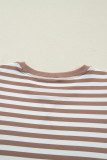 Khaki Stripe Short Bubble Sleeve T Shirt