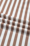 Khaki Stripe Short Bubble Sleeve T Shirt