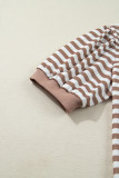 Khaki Stripe Short Bubble Sleeve T Shirt