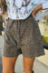 Black Leopard Print Loose Denim Shorts