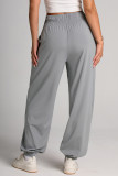 Gray Smocked High Waist Joggers