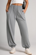 Gray Smocked High Waist Joggers