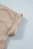 Khaki Dotted Print Cuffed Short Sleeve Shirt