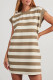 Khaki Stripe Cap Sleeve Shift T Shirt Dress