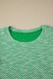 Clearly Aqua Twilled Print Lace Trim Ruffled Short Sleeve Blouse