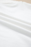 White Eyelet Embroidered Flutter Sleeve Patchwork V Neck Tee