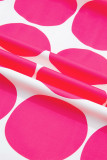 Rose Polka Dot Print Frilled Round Neck Shift Tank Top
