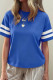 Dark Blue Varsity Striped Short Sleeve Crew Neck T Shirt