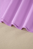 Phalaenopsis Stitched Detail V Neck Puffy Half Sleeve Blouse